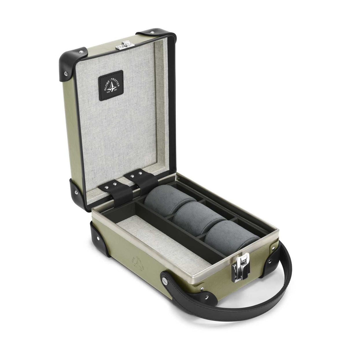 センテナリー · 3 スロット ウォッチケース | オリーブ/ブラック/クロム