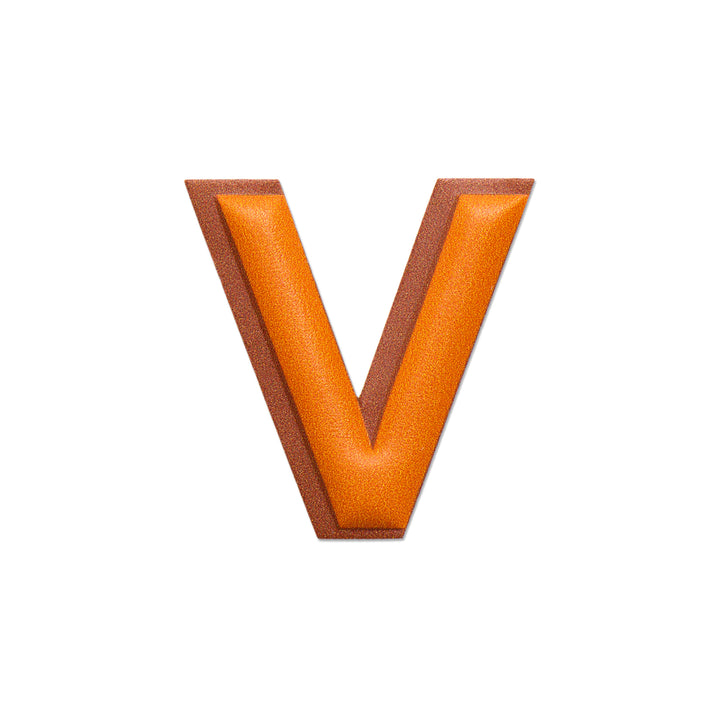レザーステッカー · アルファベット V | オレンジ/ブラウン