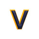 レザーステッカー · アルファベット V | ダークブルー/イエロー