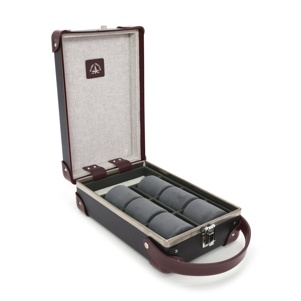 センテナリー · 6 スロット ウォッチケース | ブラウン/バーガンディ
