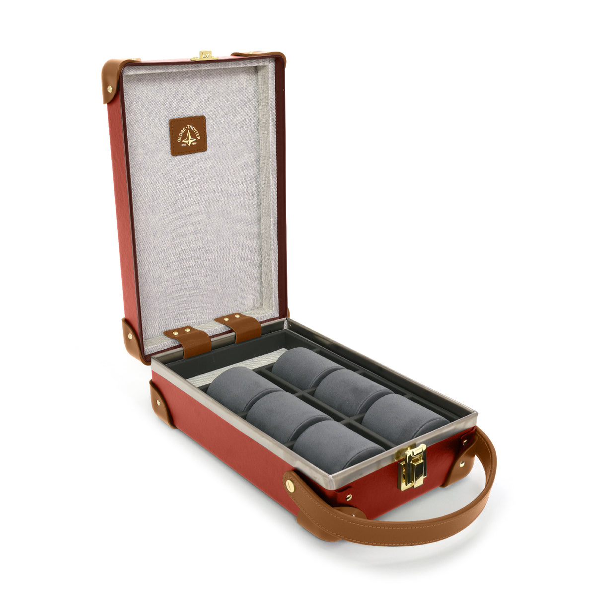 センテナリー · 6 スロット ウォッチケース | レッド/キャラメル